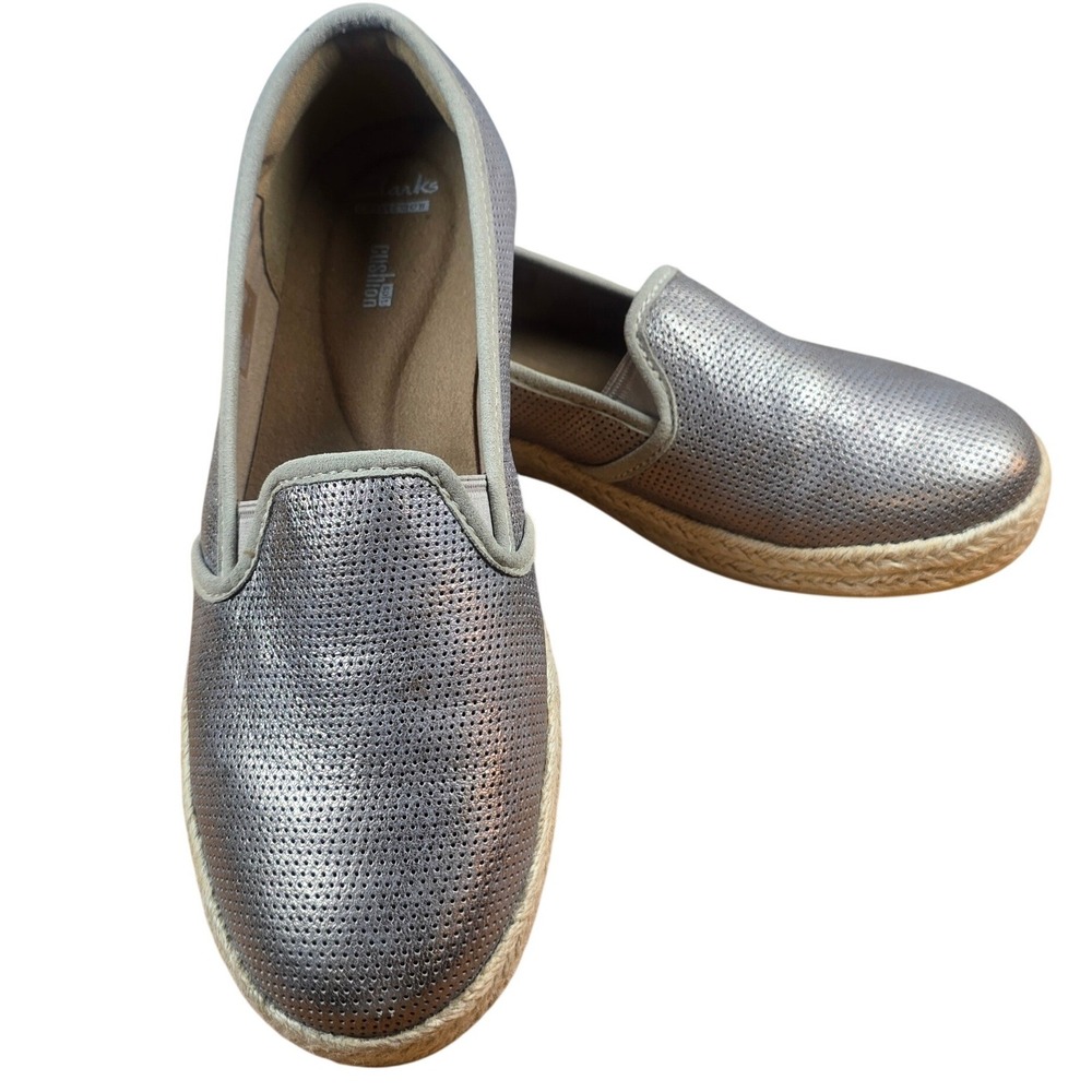 Clarks Collection Soft Cushion Womens Size 10W Metallic Taupe Jute Wrapped